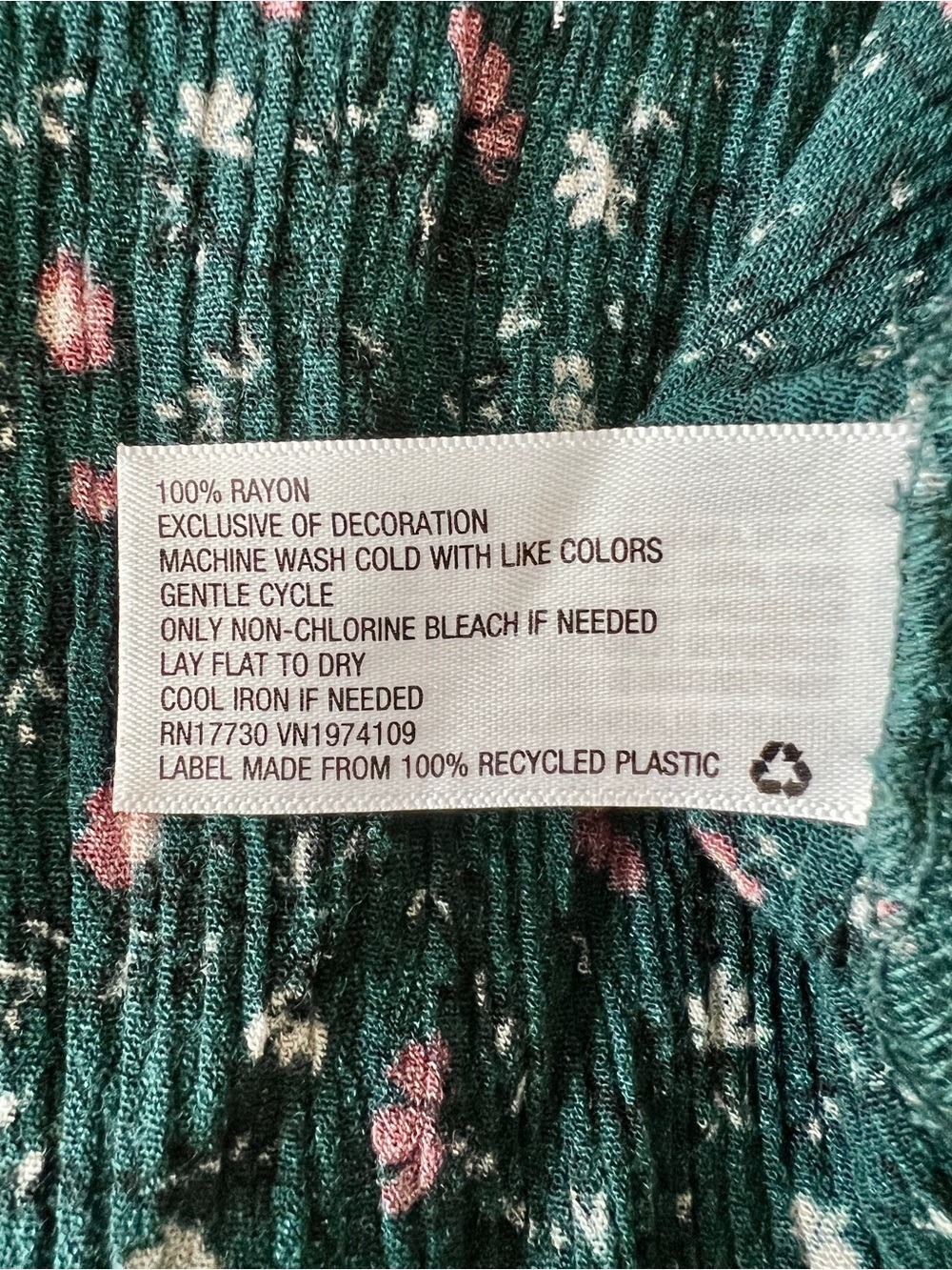 Knox Rose Hunter Green Ditsy Floral Boho Bishop Sleeve Mini Dress - Size M - Picture 8 of 8